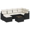 Ensemble de canapé de jardin 7 pcs Noir et blanc Poly rotin 622837622837