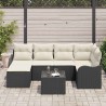 Ensemble de canapé de jardin 7 pcs Noir et blanc Poly rotin 622837622837