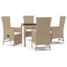 Ensemble à manger de jardin avec coussins 5pcs Beige poly rotin 622841622841