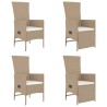 Ensemble à manger de jardin avec coussins 5pcs Beige poly rotin 622841622841