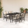 Ensemble à manger de jardin coussins 5pcs Noir Résine tressée 622853622853