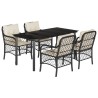 Ensemble à manger de jardin coussins 5pcs Noir Résine tressée 622853622853