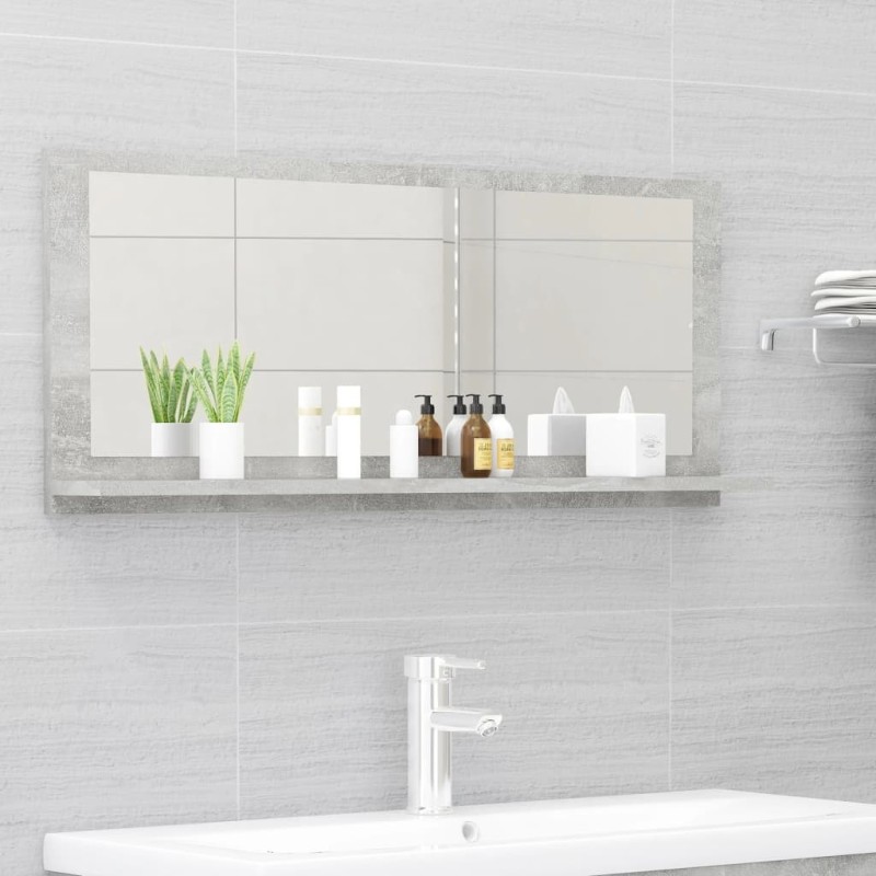 Miroir de salle de bain Gris béton 90x10,5x37 cm Aggloméré 622856622856