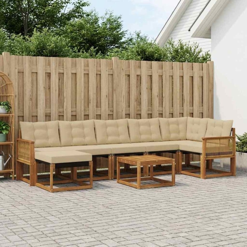 Ensemble de canapés d'extérieur 8 pcs Naturel et Beige 622858622858