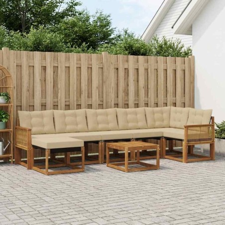 Ensemble de canapés d'extérieur 8 pcs Naturel et Beige 622858622858