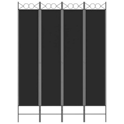 Cloison de séparation 4 panneaux Noir 160x220 cm Tissu 622871622871