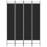 Cloison de séparation 4 panneaux Noir 160x220 cm Tissu 622871622871