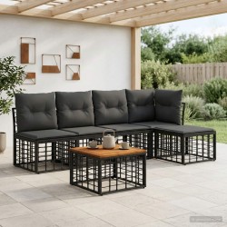 Ensemble de canapés d'extérieur 6 pcs Noir et Gris foncé 622875622875