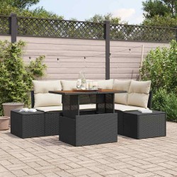 Ensemble de canapé de jardin 5 pcs Noir Poly rotin 622876622876