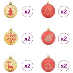 Ensemble de Boules de Noël 40 pcs or et rouge Plastique 622885622885