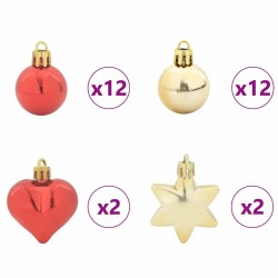 Ensemble de Boules de Noël 40 pcs or et rouge Plastique 622885622885