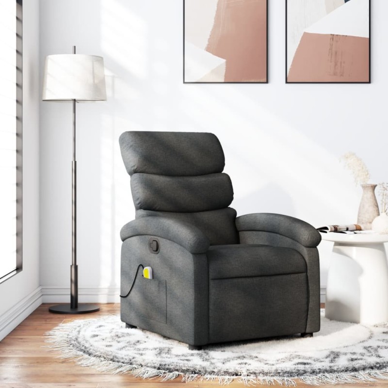 Fauteuil inclinable de massage gris foncé tissu 622887622887