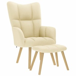 Chaise de relaxation avec repose-pied Crème Tissu 622890622890