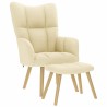Chaise de relaxation avec repose-pied Crème Tissu 622890622890