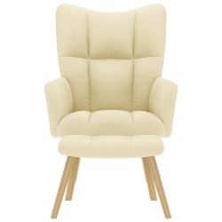 Chaise de relaxation avec repose-pied Crème Tissu 622890622890