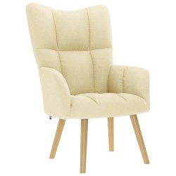 Chaise de relaxation avec repose-pied Crème Tissu 622890622890