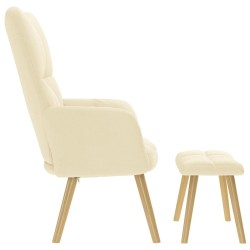 Chaise de relaxation avec repose-pied Crème Tissu 622890622890