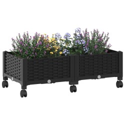 Jardinière avec Roues Noir 80 x 40 x 29 cm PP 622893622893