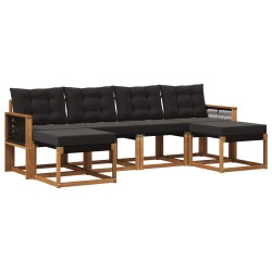 Ensemble de canapés d'extérieur 6 pcs Naturel et noir 622900622900