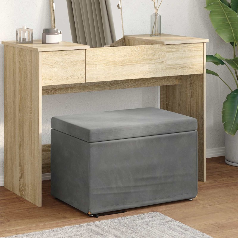 Tabouret Gris foncé 61 x 41 x 40 cm Velours et Bois Composite 622902622902