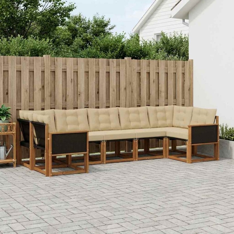 Ensemble de canapés d'extérieur 7 pcs Naturel et Beige 622906622906