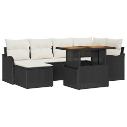 Ensemble de canapé de jardin 7 pcs Noir Poly rotin 622911622911