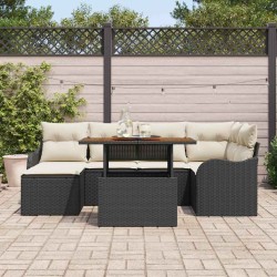 Ensemble de canapé de jardin 7 pcs Noir Poly rotin 622911622911