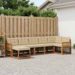 Ensemble de canapés d'extérieur 7 pcs Naturel et Beige 622915622915