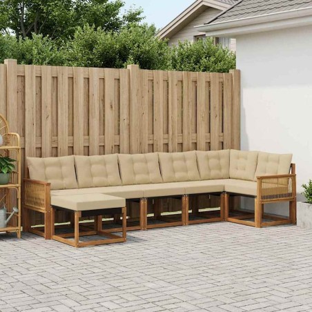 Ensemble de canapés d'extérieur 7 pcs Naturel et Beige 622915622915