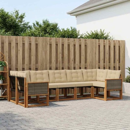 Ensemble de canapés d'extérieur 7 pcs Naturel et Beige 622917622917
