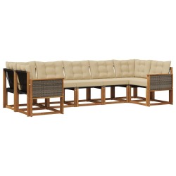 Ensemble de canapés d'extérieur 7 pcs Naturel et Beige 622917622917
