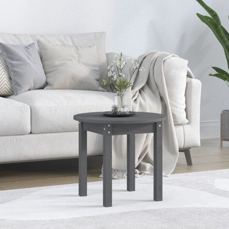 Table basse Gris Ø 45x40 cm Bois massif de pin 622919622919