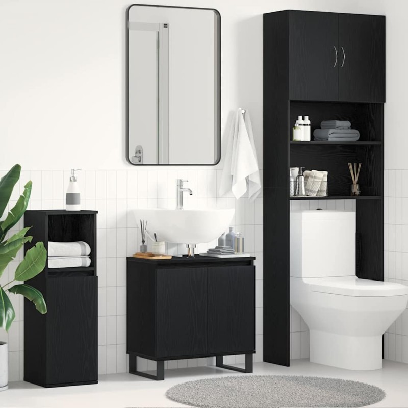 Meuble de Lavabo de Salle de Bain Chêne noir 58 x 33 x 60 cm 622925622925