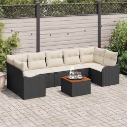 Ensemble de canapé de jardin 8 pcs Noir et Crème polyrotin 622929622929