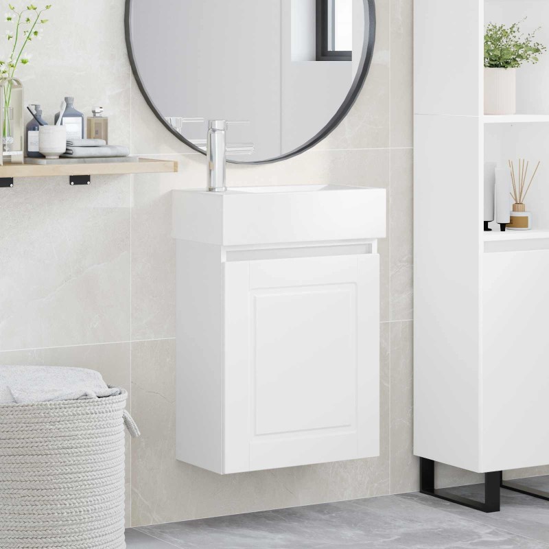 Meuble de salle de bain avec robinet Blanc 45,5 x 22,5 x 84 cm 622932622932