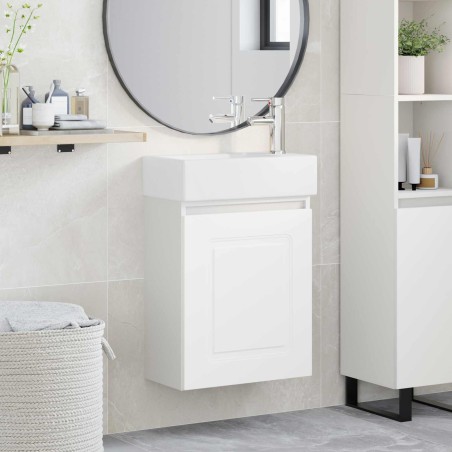 Meuble de salle de bain avec robinet Blanc 45,5 x 22,5 x 84 cm 622934622934