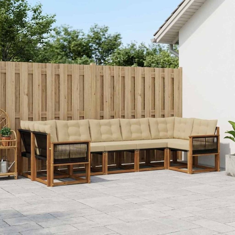 Ensemble de canapés d'extérieur 7 pcs Naturel et Beige 622939622939