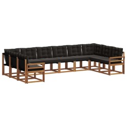 Ensemble de canapés d'extérieur 10 pcs Naturel et Noir 622948622948