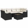Ensemble de canapé de jardin avec coussin 7 pcs Noir et Crème 622951622951