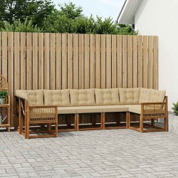 Ensemble de canapés d'extérieur 7 pcs Naturel et Beige 622952622952