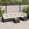 Ensemble de canapé de jardin 7 pcs Noir et Crème polyrotin 622955622955