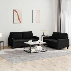 Ensemble de canapés 2 pcs avec coussins Noir Velours 622960622960