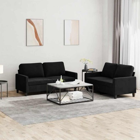 Ensemble de canapés 2 pcs avec coussins Noir Velours 622960622960