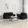 Ensemble de canapés 2 pcs avec coussins Noir Velours 622960622960