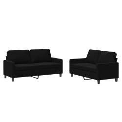 Ensemble de canapés 2 pcs avec coussins Noir Velours 622960622960