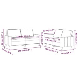 Ensemble de canapés 2 pcs avec coussins Noir Velours 622960622960