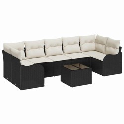 Ensemble de canapé de jardin avec coussin 8 pcs Noir et Crème 622961622961