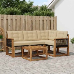Ensemble de canapés d'extérieur 5 pcs Naturel et Beige 622962622962