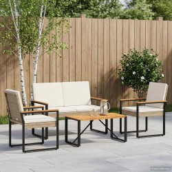 Ensemble de meubles d'extérieur 4 pcs Beige et blanc crème 622966622966