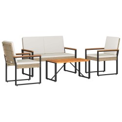 Ensemble de meubles d'extérieur 4 pcs Beige et blanc crème 622966622966
